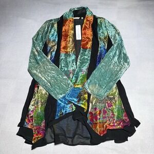 NEW Soft Surroundings Kalina Velvet Cardigan Womens Medium Kimono Floral Art NWT
